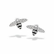 Bee Earrings Silver – Silver Black Stripes
