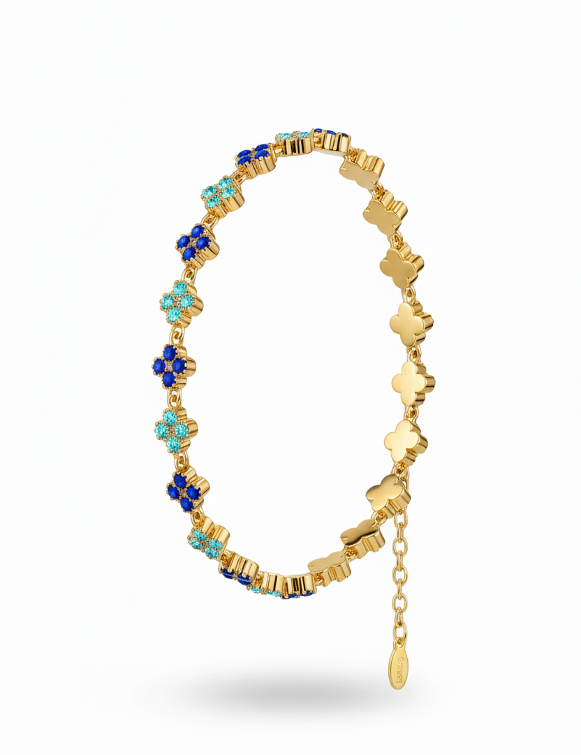 Blue Teal Clover Bracelet