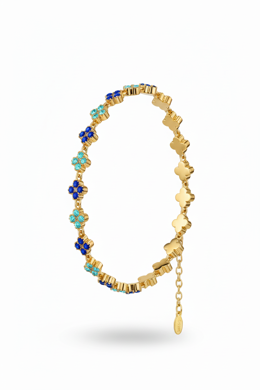 Blue Teal Clover Bracelet