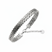 Bracciale 2 File V Satinato Argento - Quadrato