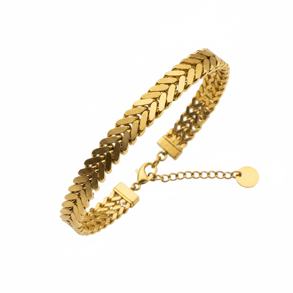 Bracciale 2 File V Satinato Oro - Quadrato