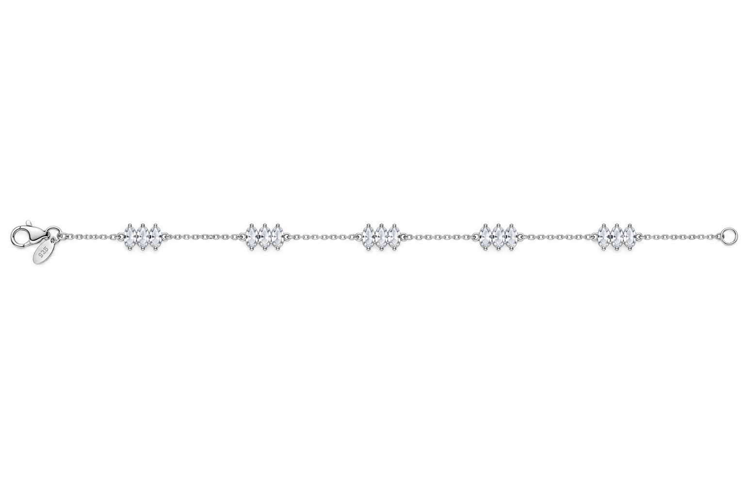 Bracciale 3 Marquise Orizzontali Argento - Landscape