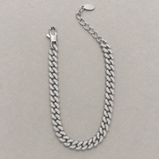 Bracciale argentato a maglie con punti luce