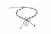 Bracciale argento catena grumetta con medaglione - dettaglio charm