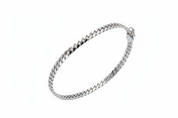 Bracciale argento catena grumetta piatta - vista tre quarti