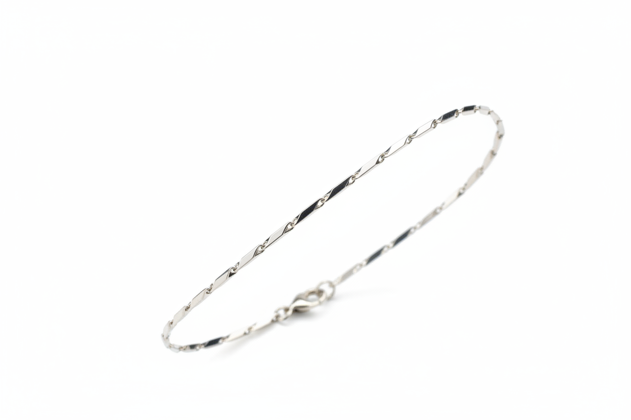 Bracciale argento delicato maglie alternate - vista tre quarti