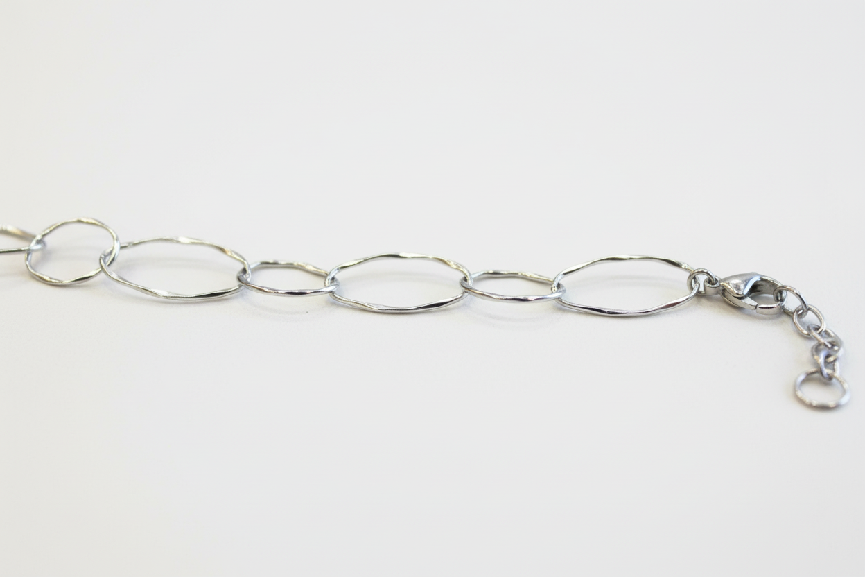 Bracciale argento maglie ovali sottili texturizzate - dettaglio