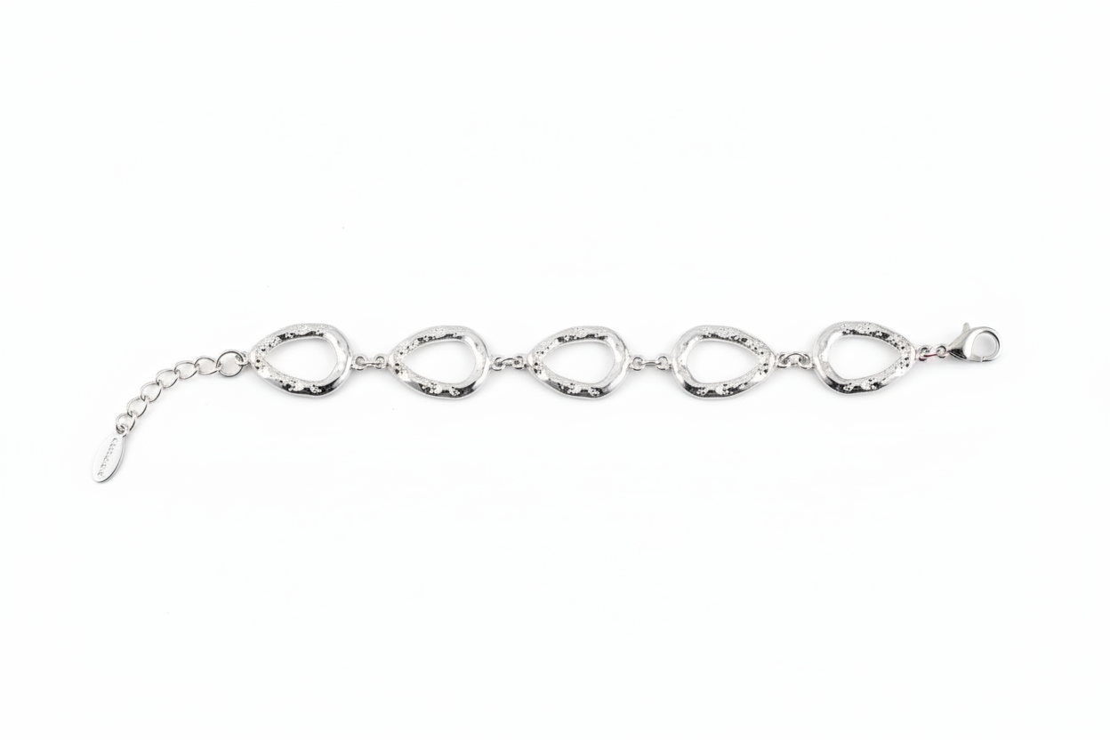 Bracciale argento maglie ovali texture delicata - dettaglio