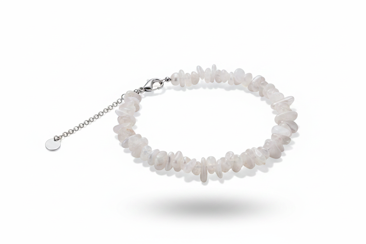 Bracciale argento quarzo bianco - foto professionale