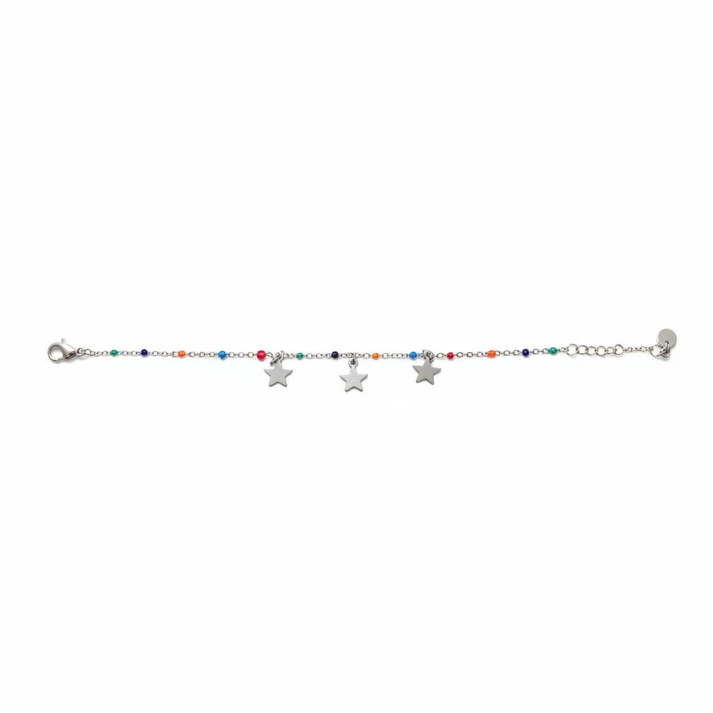 Bracciale argento tre stelle - sfondo bianco