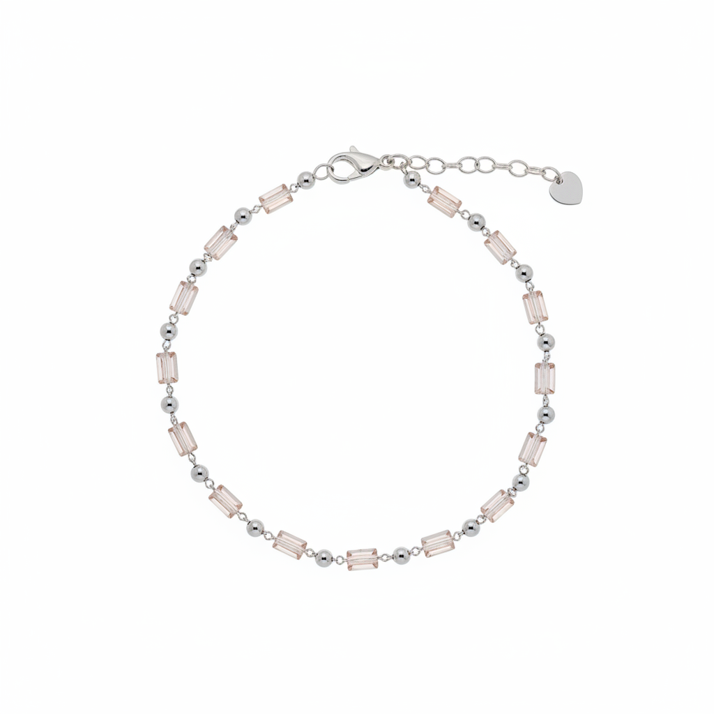 Bracciale baguette argento sfondo bianco