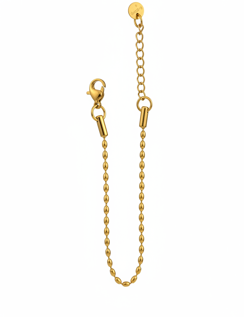 Bracciale ball chain oro chiusura corretta - macro