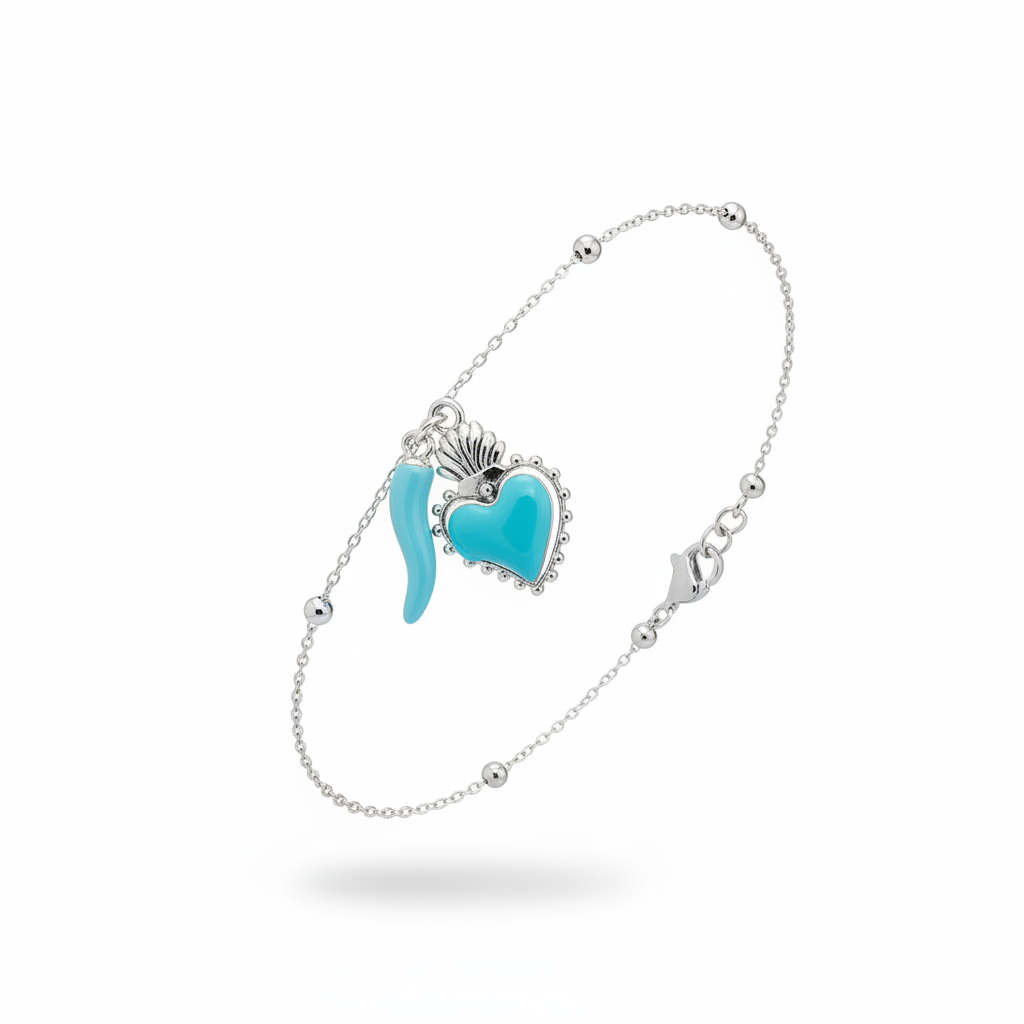 Bracciale celeste chiaro argento