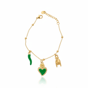 Bracciale charm oro verde — frontale