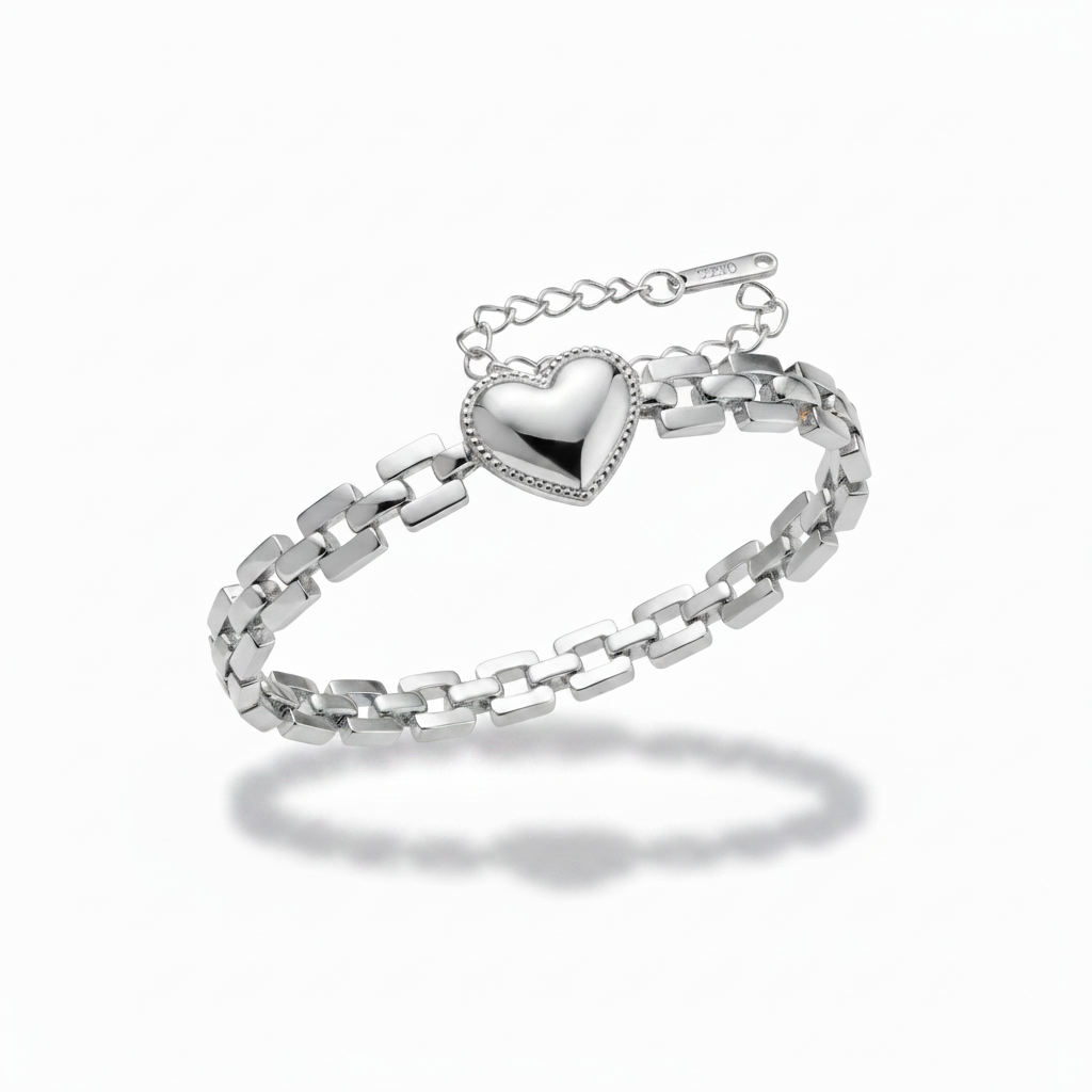 Bracciale cuore argento - total white