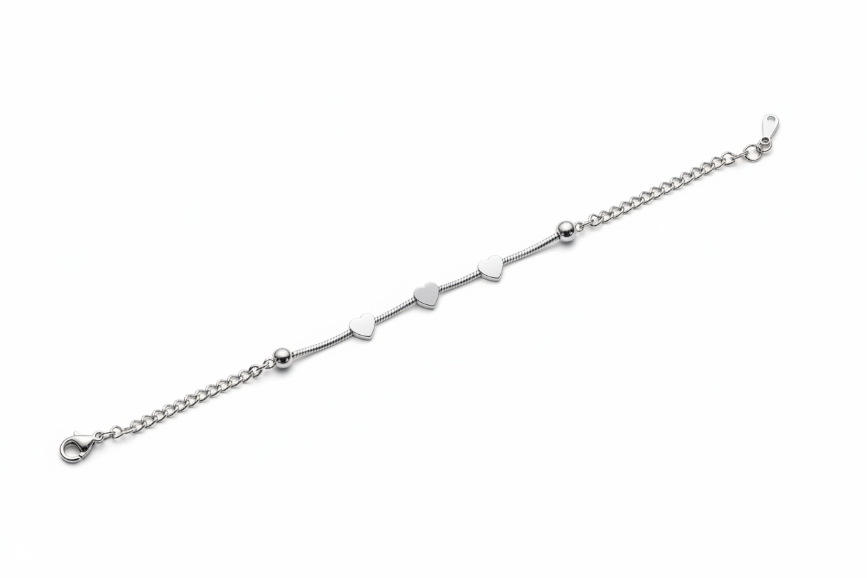 Bracciale cuori argento orizzontale