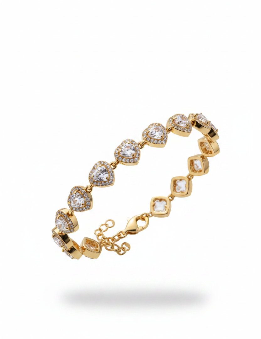 Bracciale Cuori Bianchi Oro