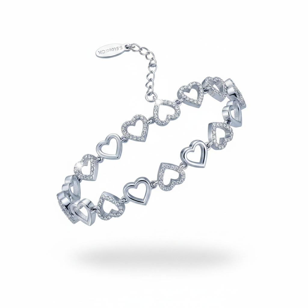 Bracciale Cuori Silver - Quadrata