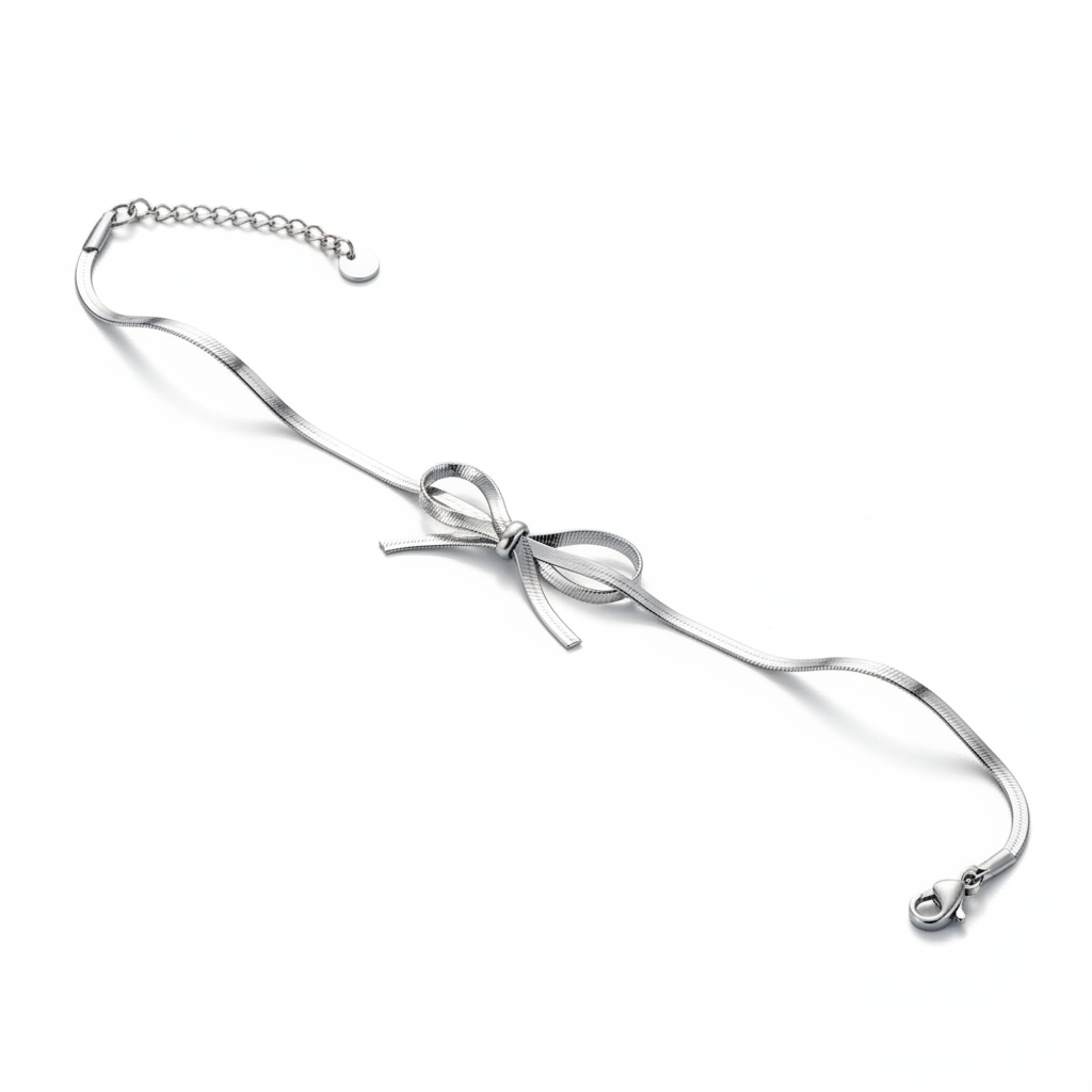 Bracciale fiocco argento - ondeggiante