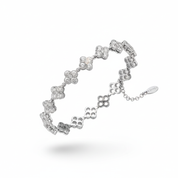Bracciale fiori pavé argento