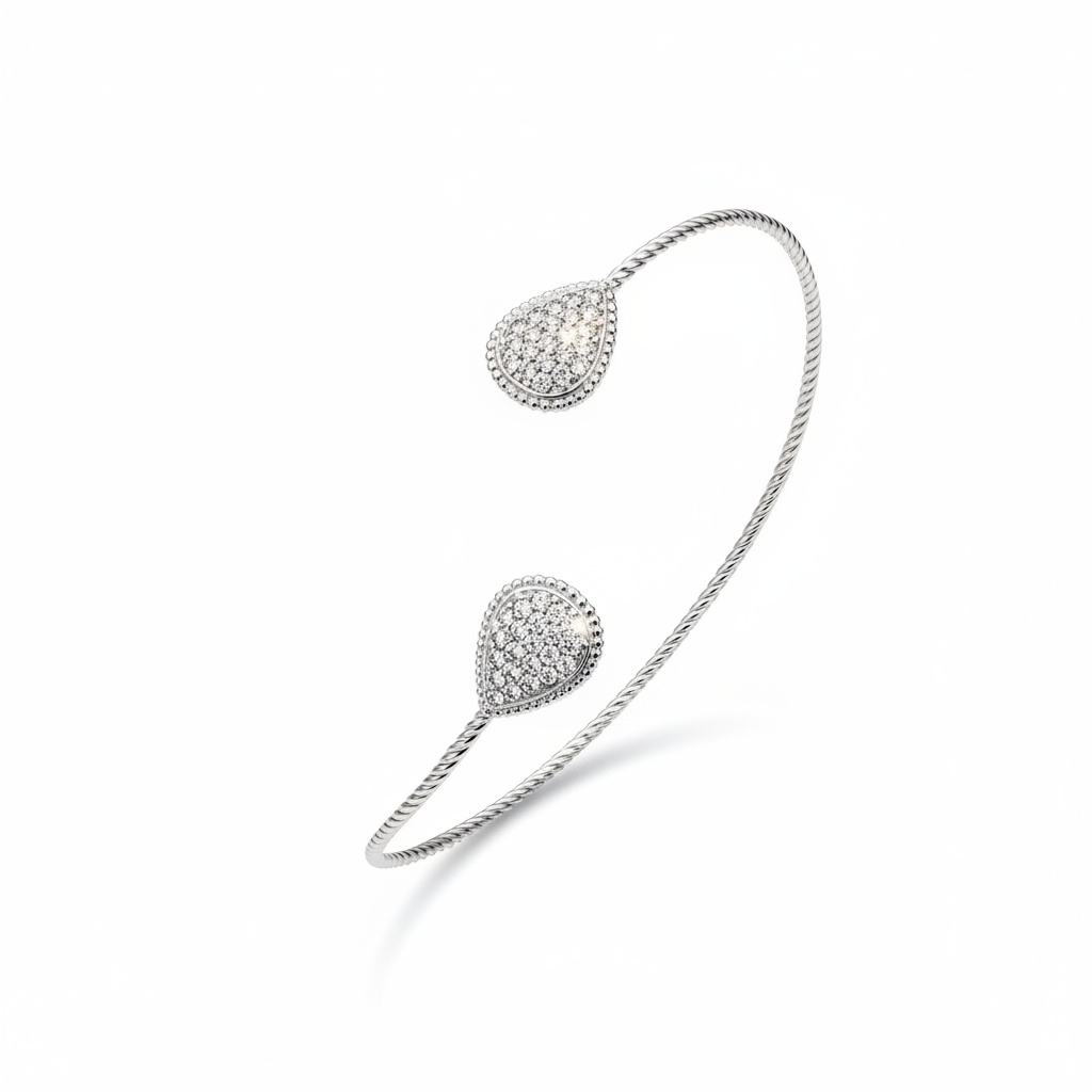 Bracciale gocce pavé argento 45°