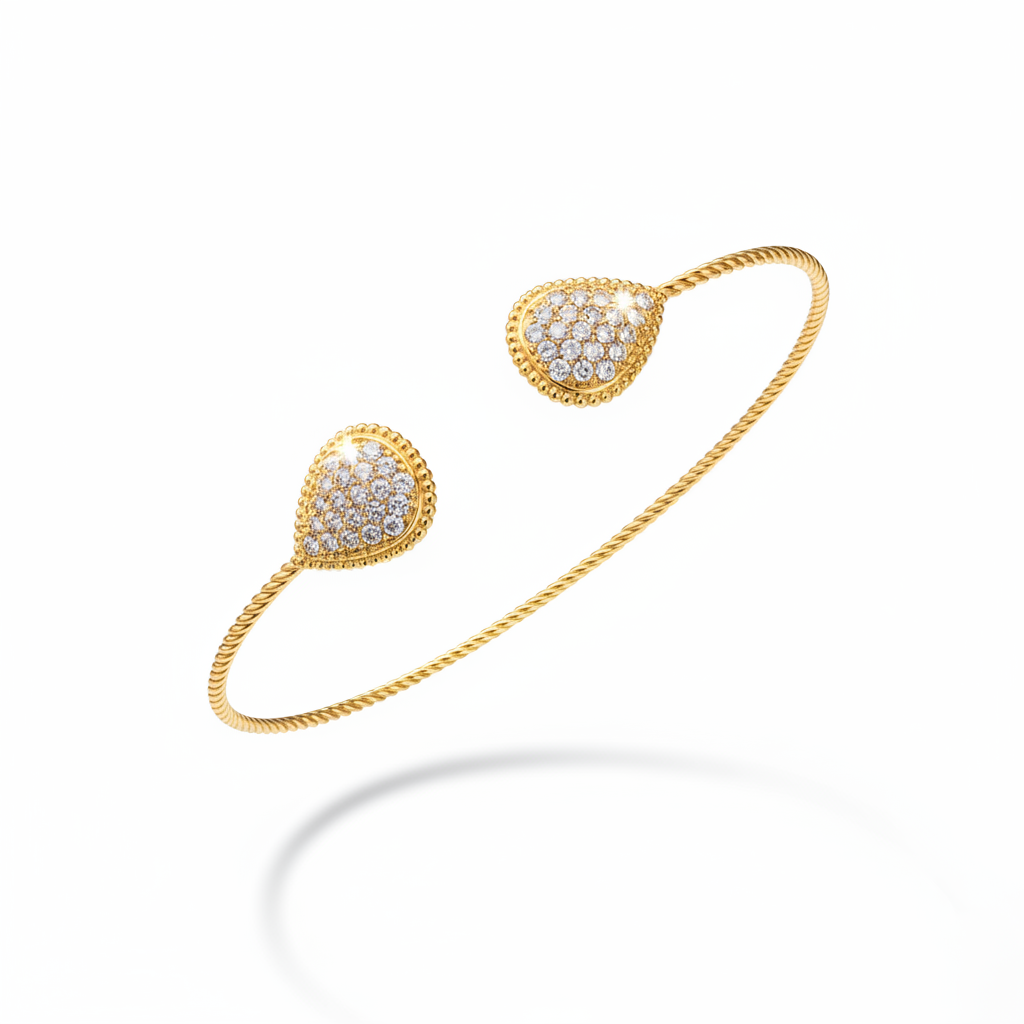 Bracciale gocce pavé oro 45°