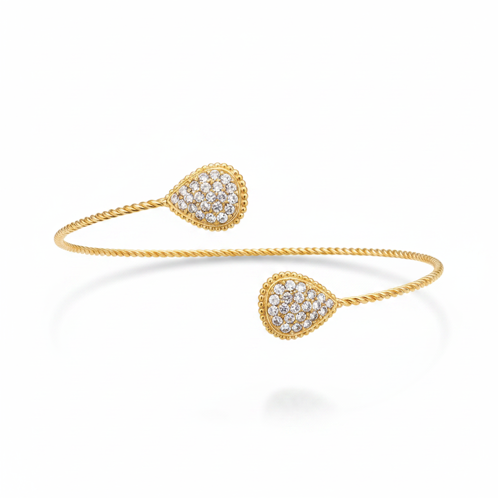 Bracciale gocce pavé oro flat lay