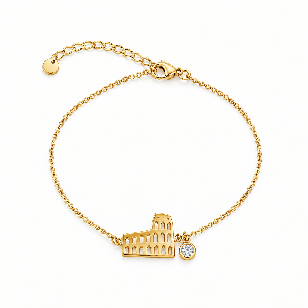 Bracciale in finitura oro su sfondo bianco