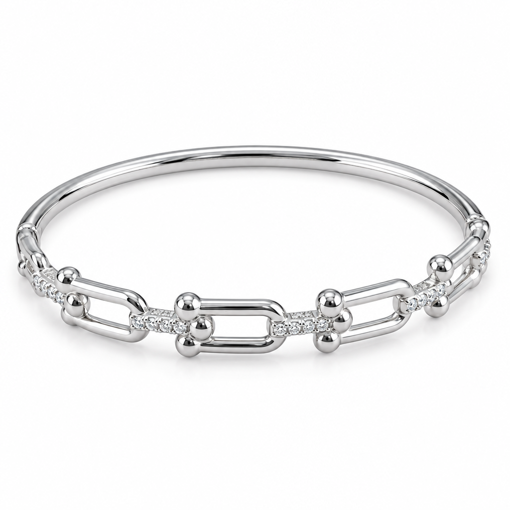 Bracciale Legame con metallo argento su sfondo bianco