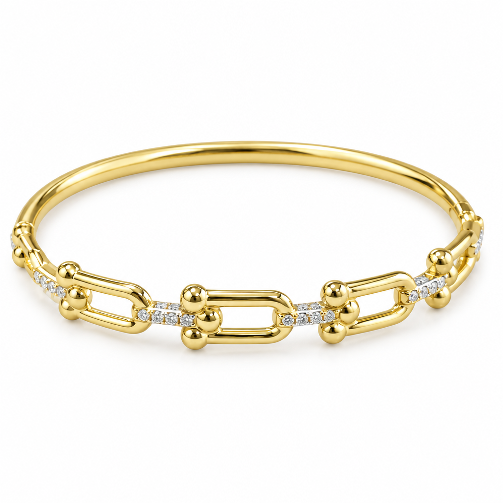 Bracciale Legame con metallo oro su sfondo bianco