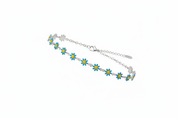 Bracciale margheritine blu gialle - vista tre quarti