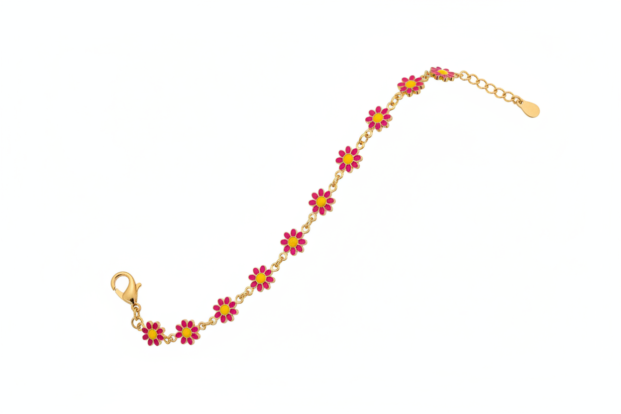 Bracciale margheritine fucsia oro