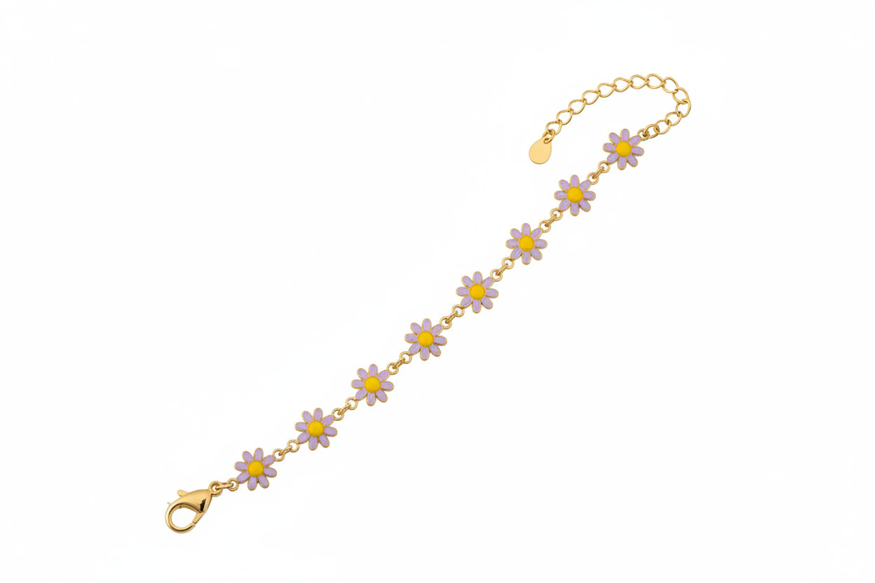 Bracciale margheritine lilla oro