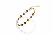 Bracciale margheritine nere pure oro