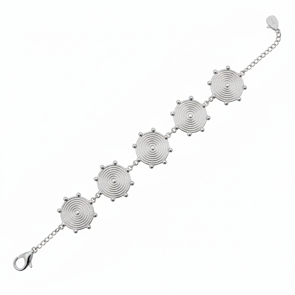 Bracciale Medaglioni Spirale Argento - Quadrato