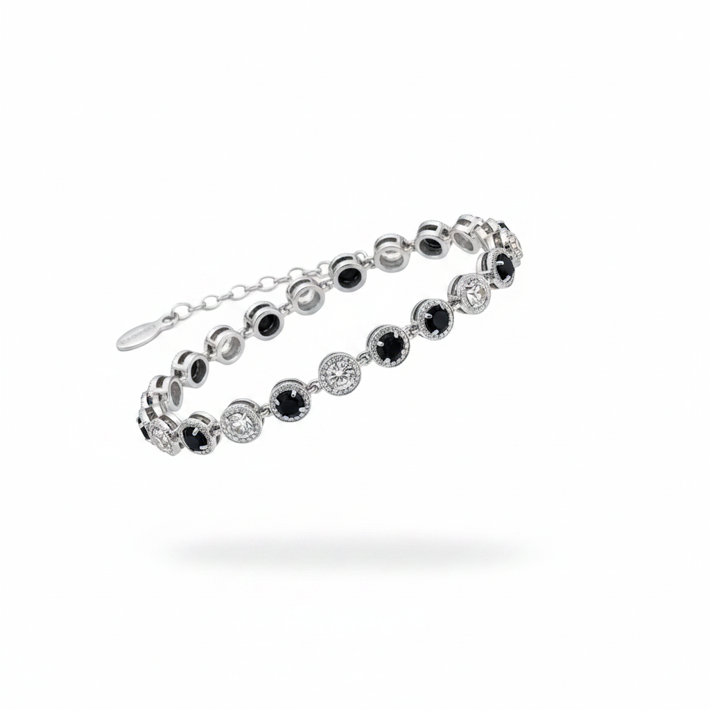Bracciale Nero Bianco Argento
