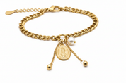 Bracciale oro catena grumetta con medaglione - dettaglio charm