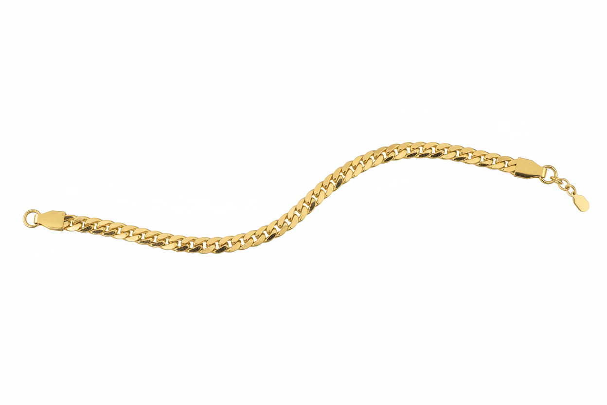 Bracciale oro catena grumetta piatta - vista completa
