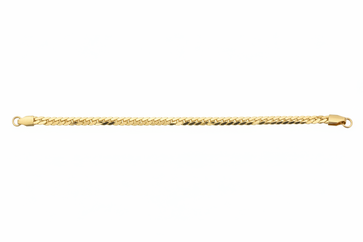 Bracciale oro catena grumetta piatta - vista laterale