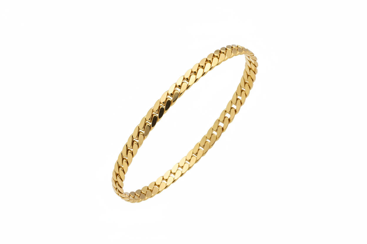 Bracciale oro catena grumetta piatta - vista tre quarti