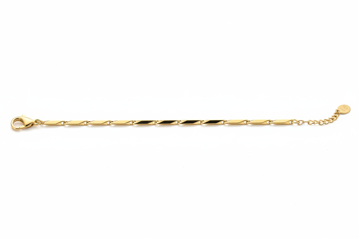Bracciale oro maglie alternate - vista laterale