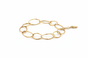 Bracciale oro maglie ovali allungate martellate - vista laterale