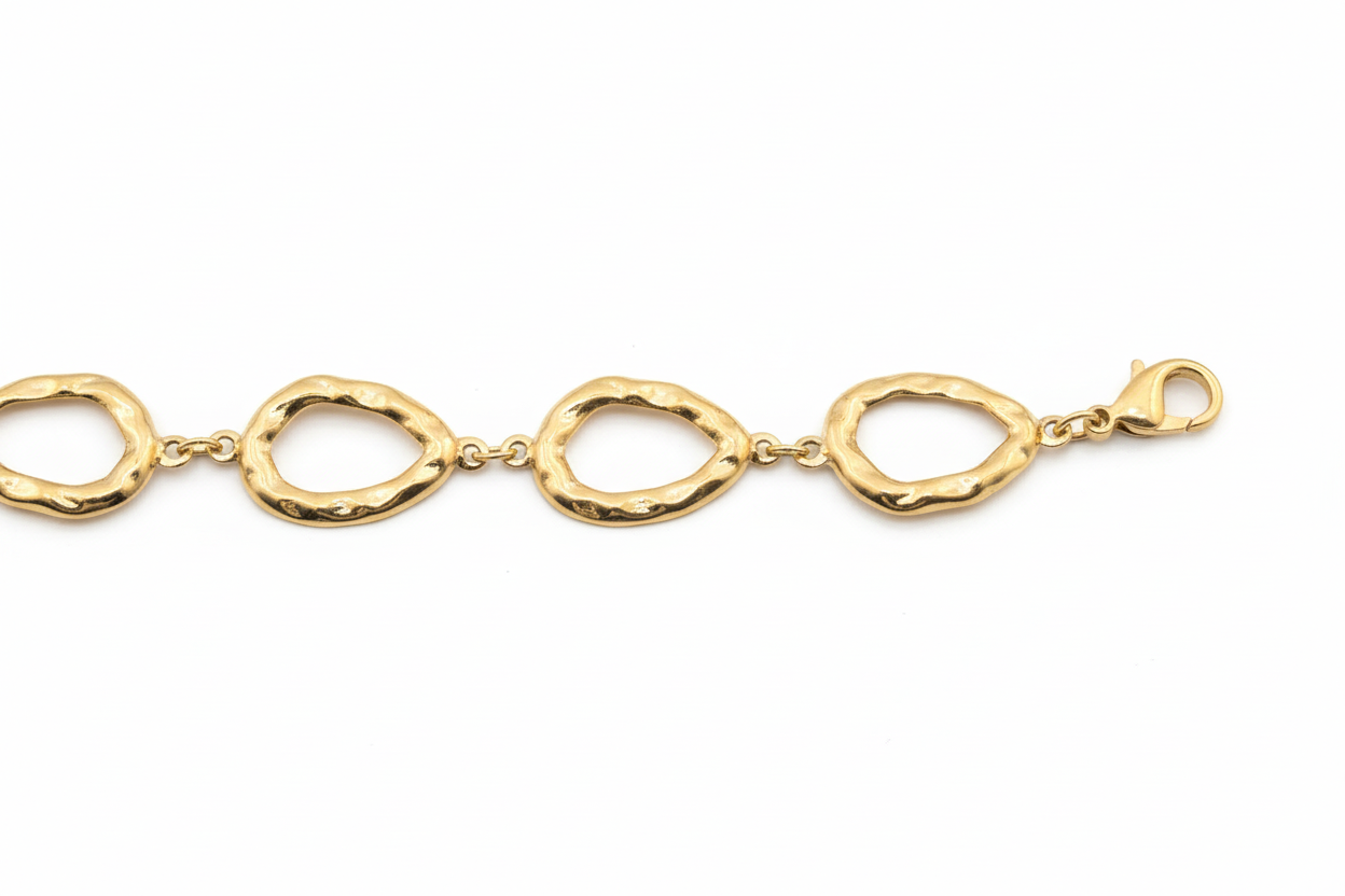 Bracciale oro maglie ovali texturizzate - dettaglio