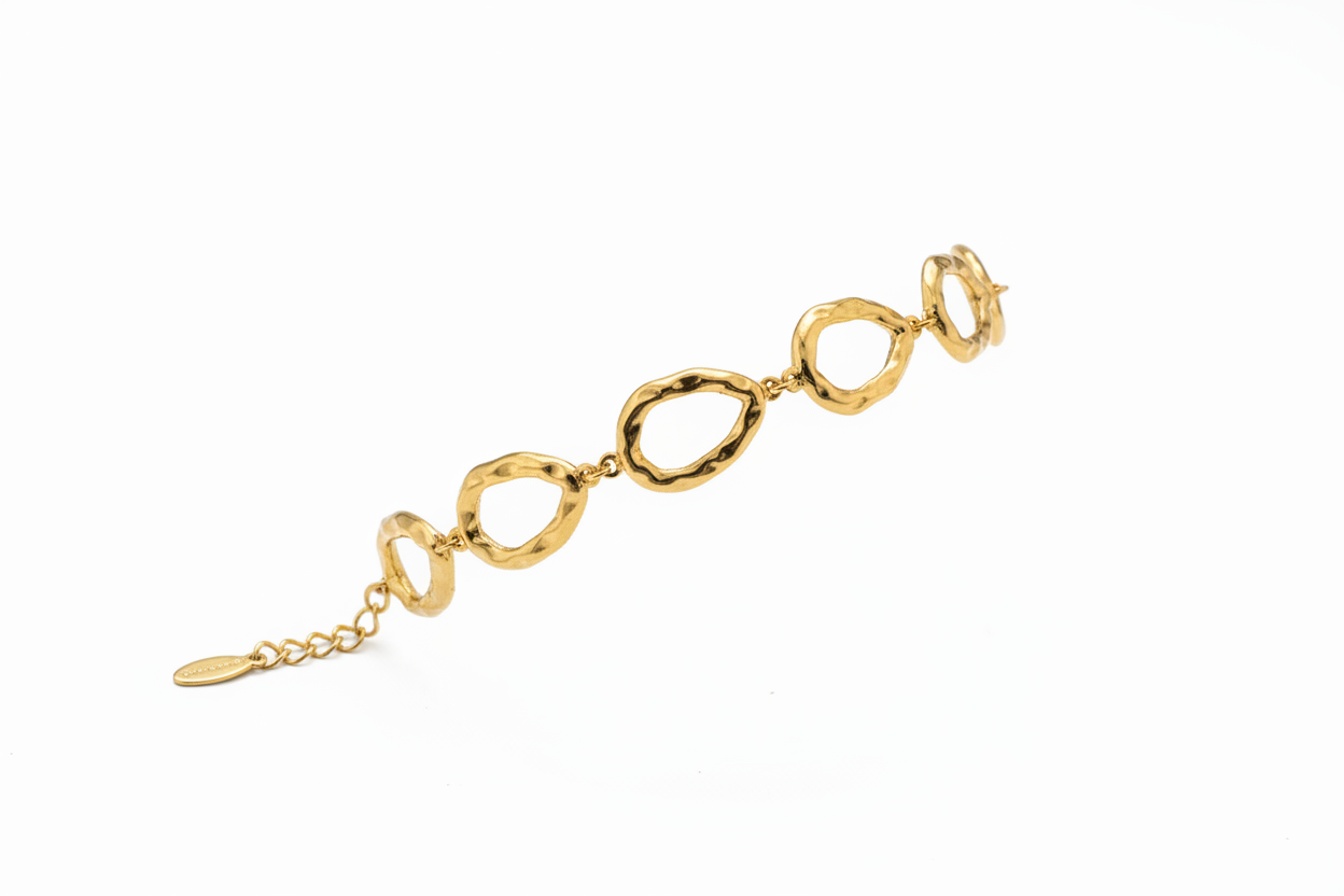 Bracciale oro maglie ovali texturizzate - vista completa
