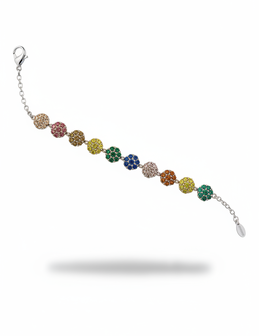 Bracciale Pavé Multicolor - Argento