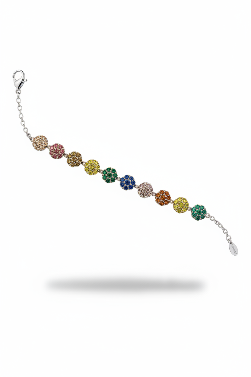 Bracciale Pavé Multicolor - Argento