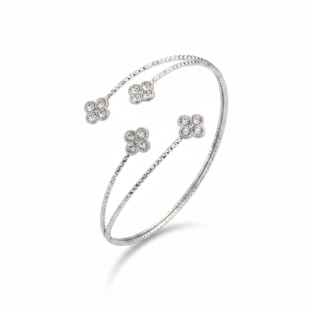 Bracciale quadrifoglio argento 45°