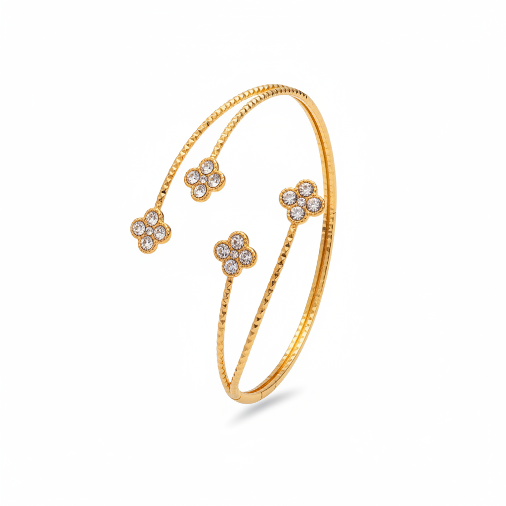 Bracciale quadrifoglio oro 45°