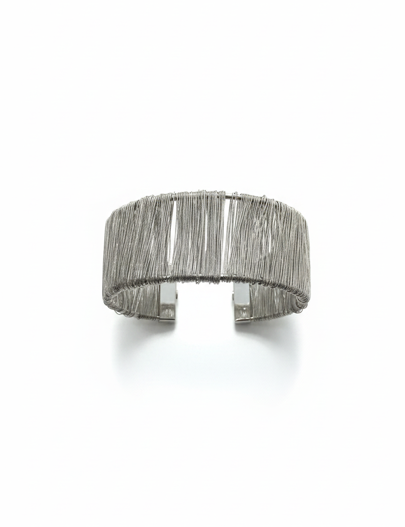 Bracciale Rigido Fili Argento - Verticale
