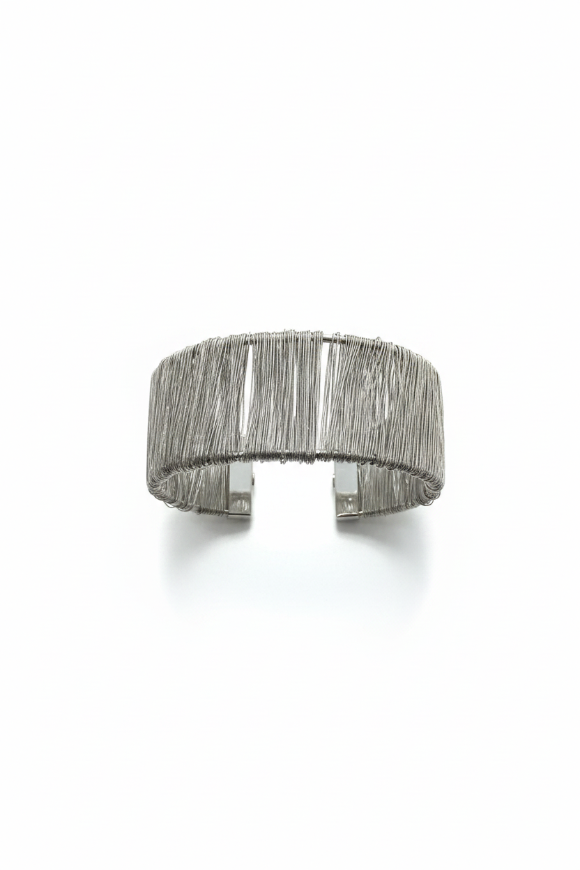 Bracciale Rigido Fili Argento - Verticale